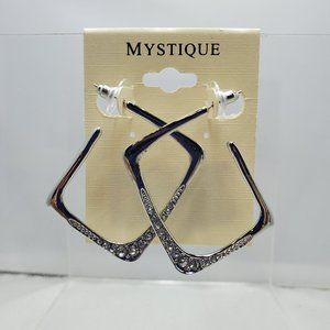 Mystique silver with rhinestone hoop earring